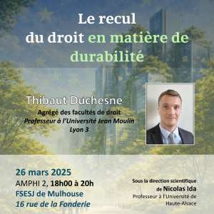 Les Conférences Juridiques de la Fonderie « Le recul du droit en matière de durabilité »